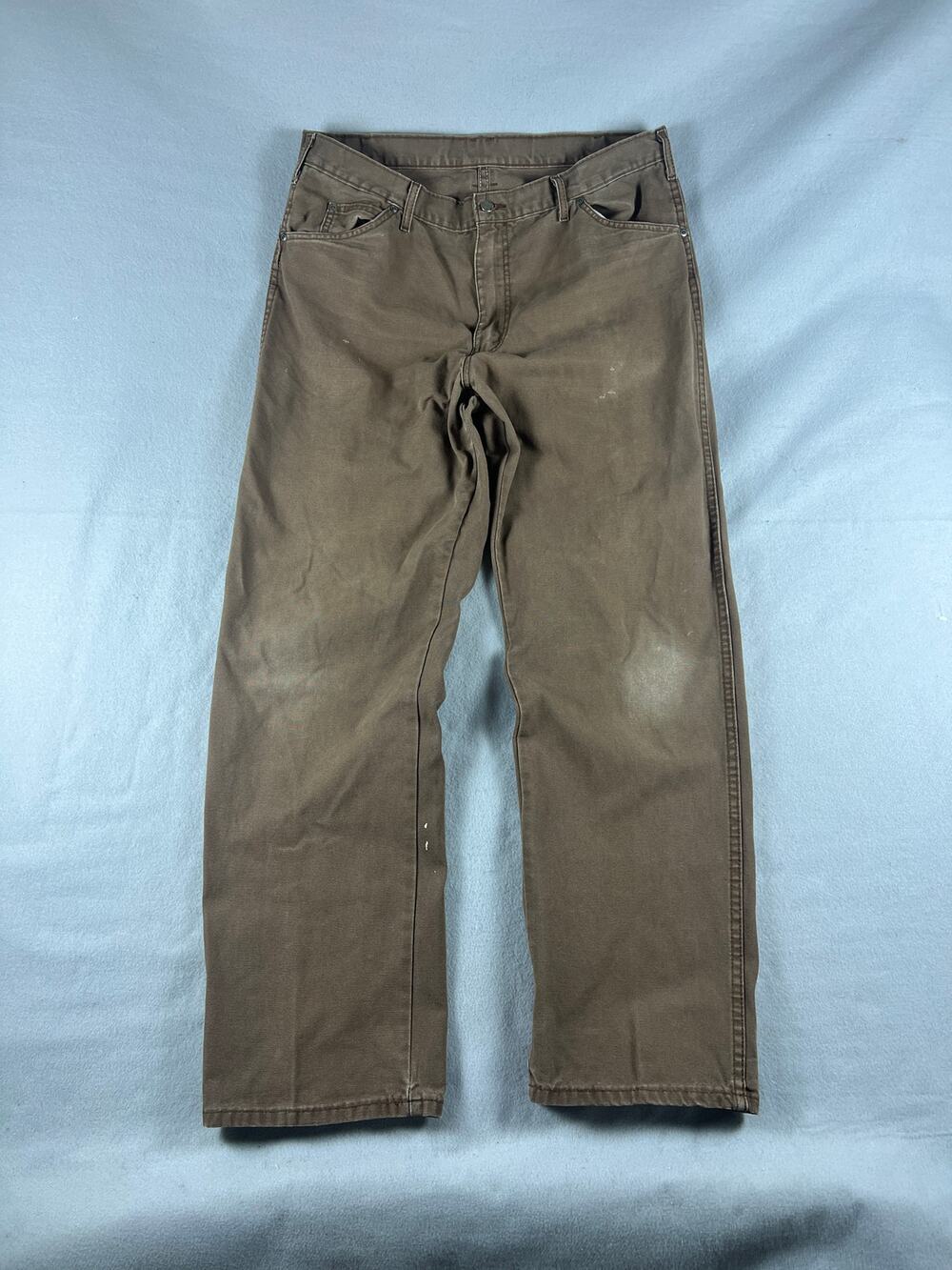 Dickies Pants Mens 38x32 Brown Straight Duck Canvas Utility Heavyduty Workwear